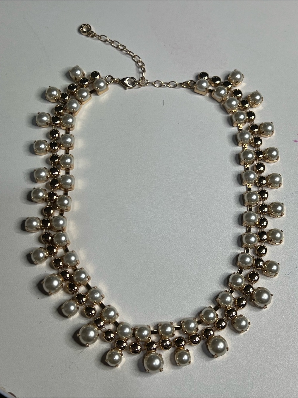 Anne Klein Gold-Tone Necklace with Ivory Pearl Clusters